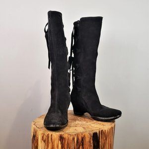 Sofft Black Suede Leather Lace Leather Boots 6.5